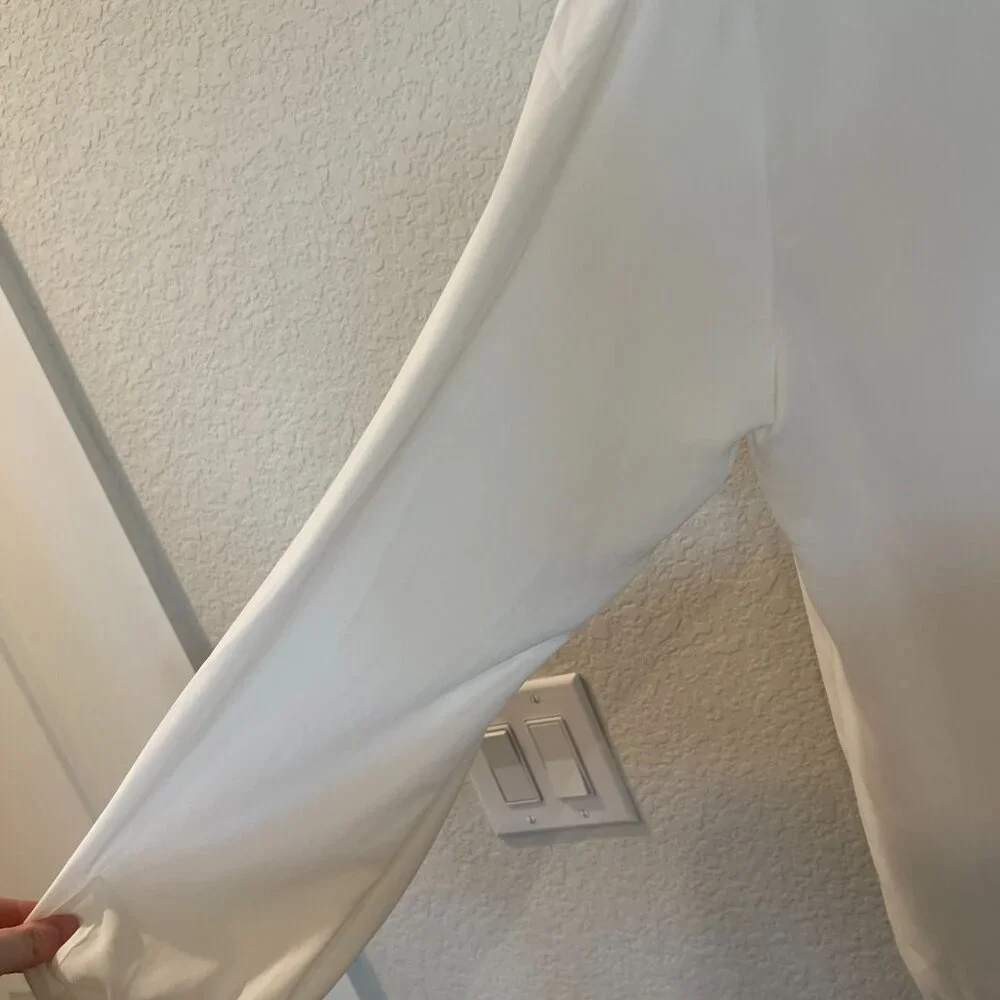 J. Crew White Tie Neck Blouse